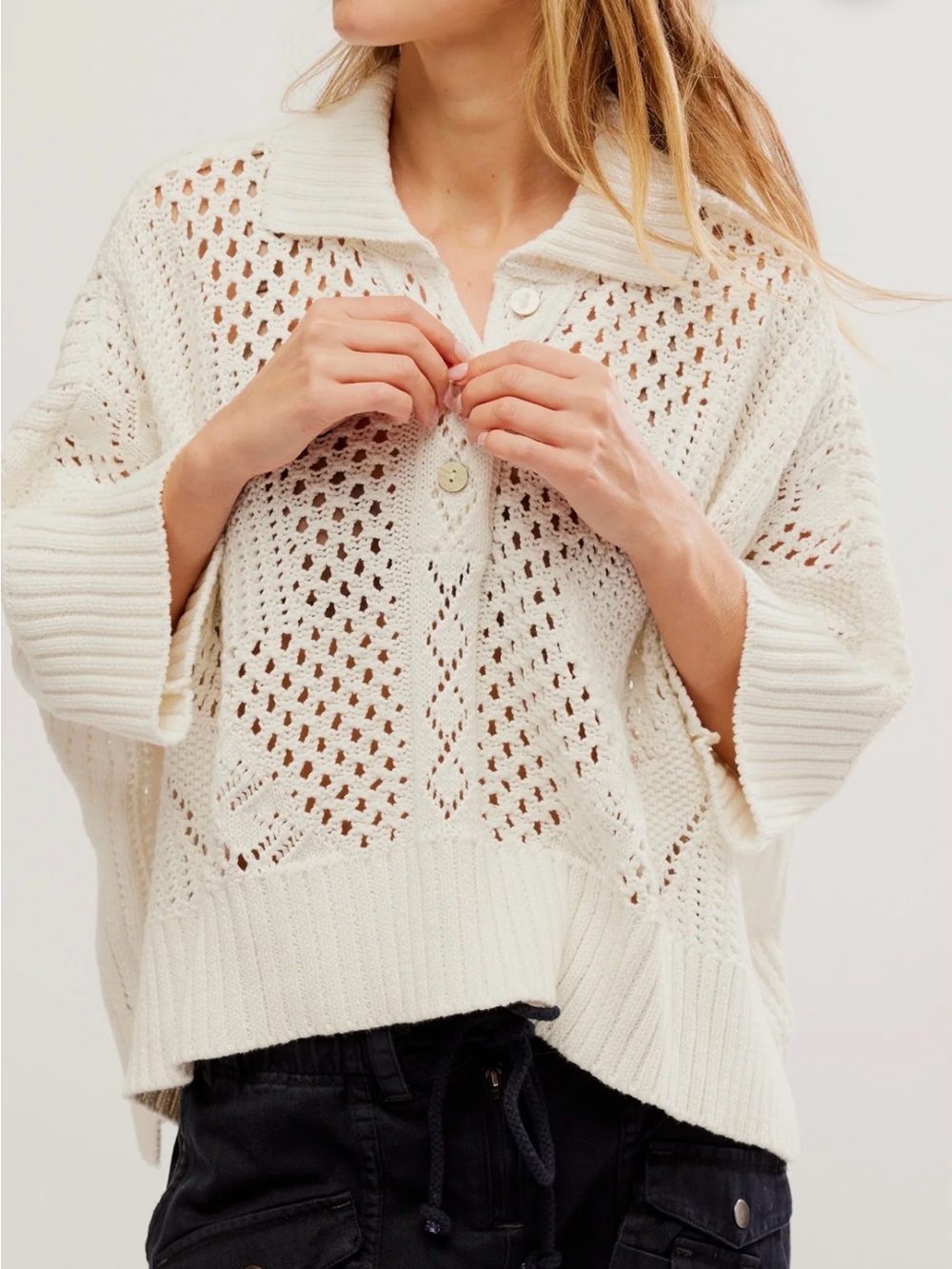 NWOT Free People To The Point Polo Sweater